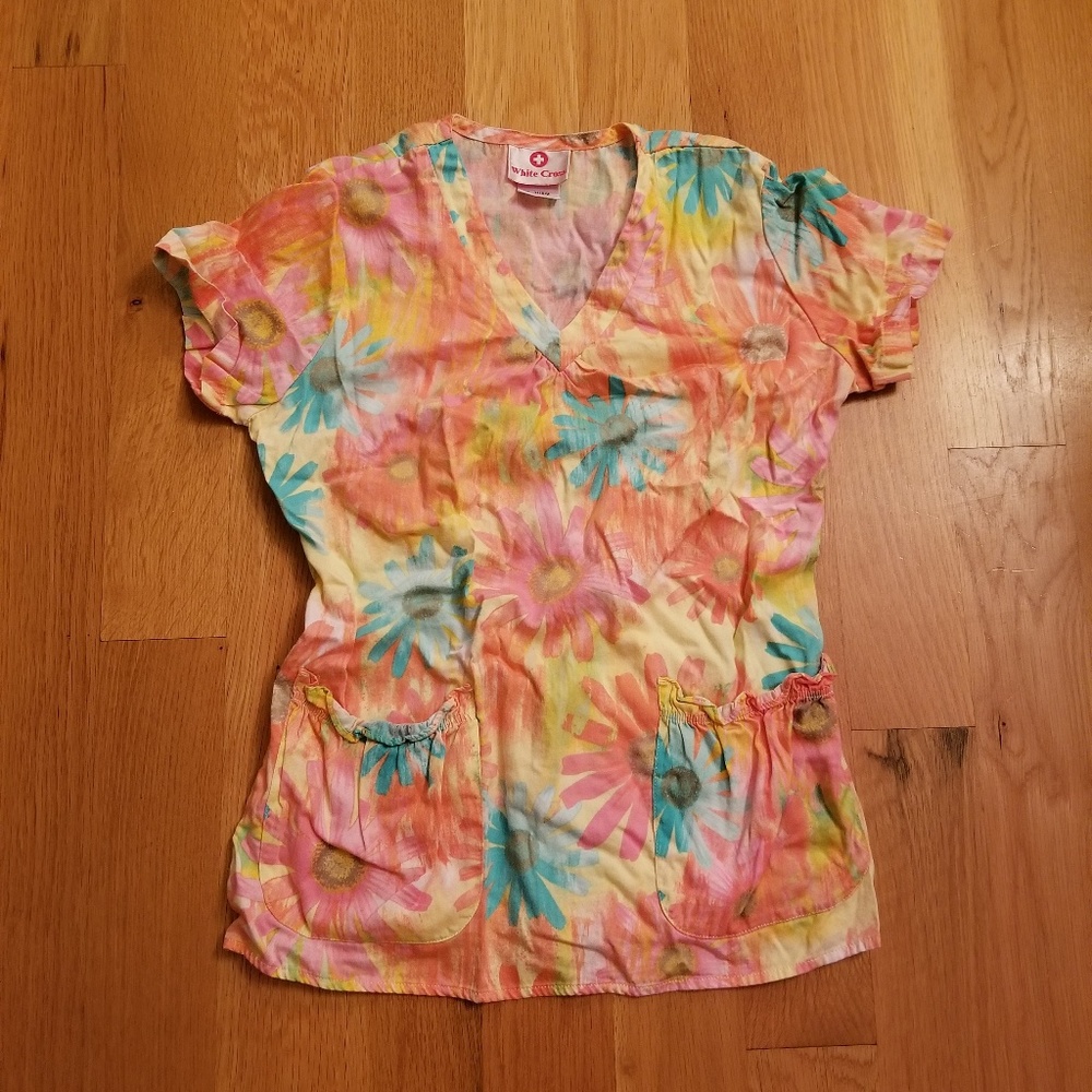 White Cross Scrub Top